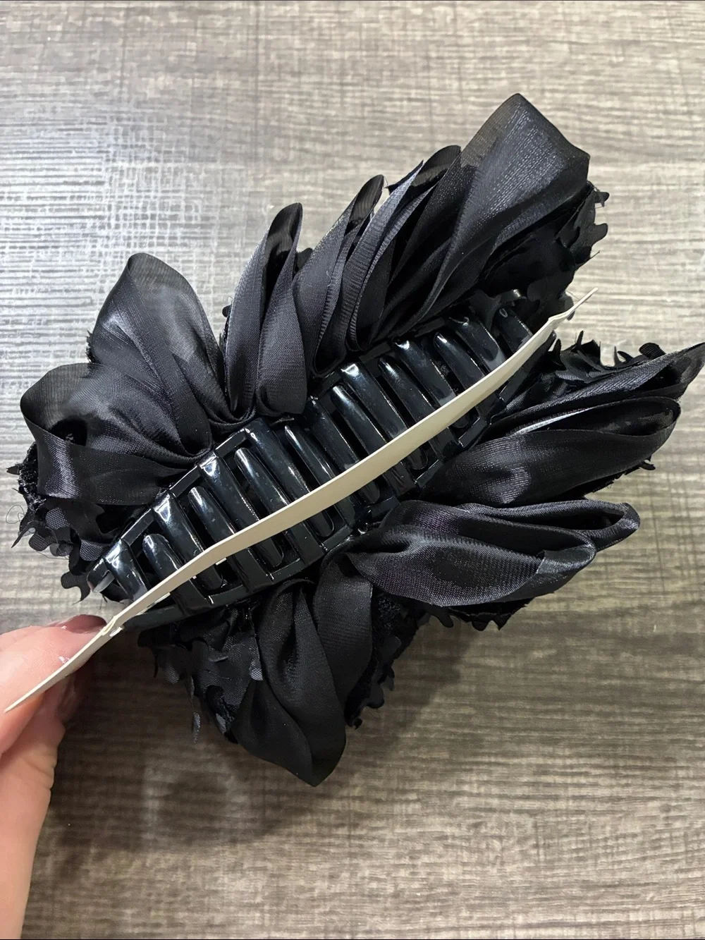 Black Floral Fabric Hair Claw Clip